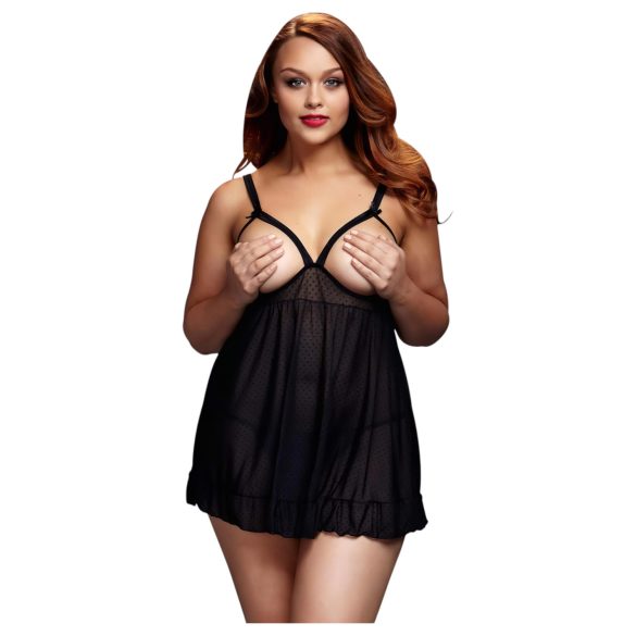 BACI Plus Size - Avoin pilkullinen babydoll - musta (XL-XXL)