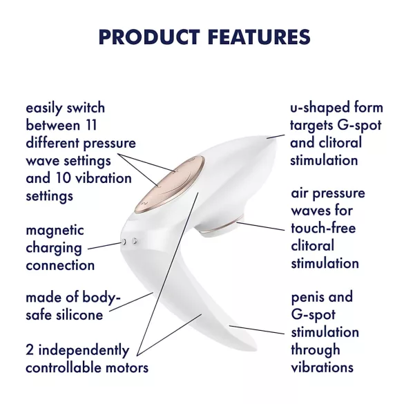 Satisfyer Pro 4 Couples - parivibraattori - ilmapulssitoiminto - valkoinen