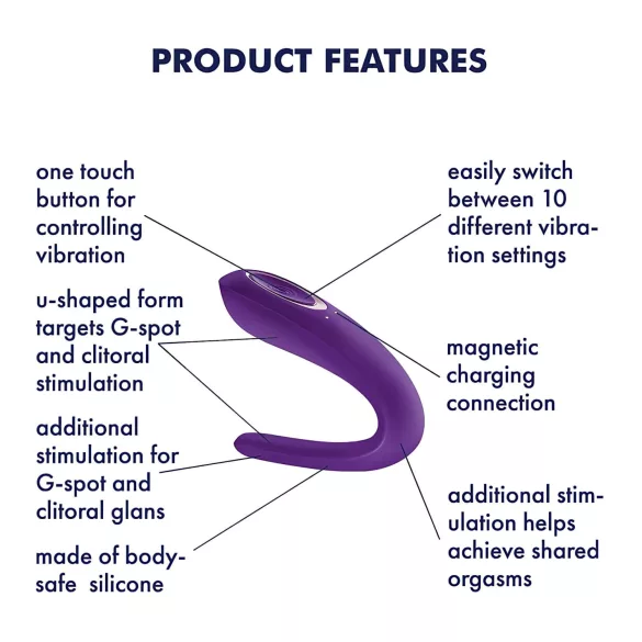 Satisfyer Double Classic - vedenpitävä, ladattava parivibraattori (lila)