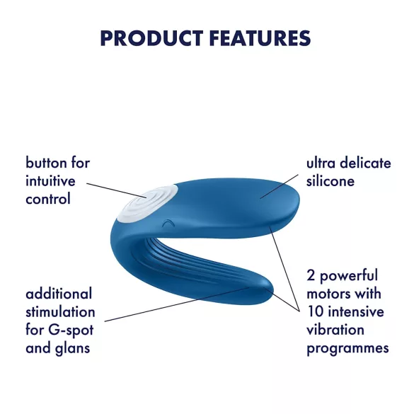 Satisfyer Double Whale - parivibraattori kahdella moottorilla - sininen