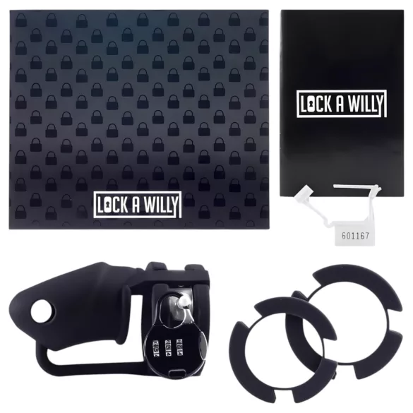 LOCK A WILLY - penisketju silikoninen lukolla - musta