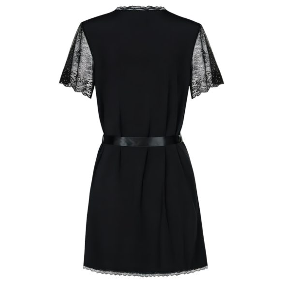 Obsessive Miamor - pitsihihainen kylpytakki ja stringit (musta) - L/XL