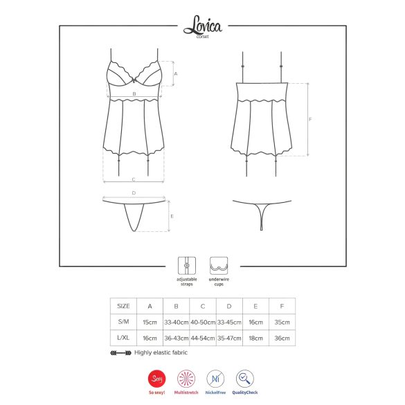Obsessive Lovica - pitsinen sukkanauhatoppi ja stringit (punainen)