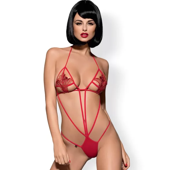 Obsessive Luiza - pitsibody olkaimilla - punainen S/M