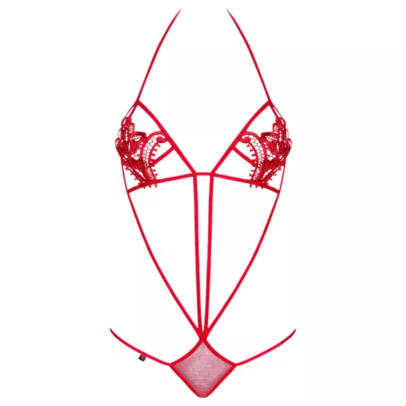 Obsessive Luiza - pitsibody olkaimilla - punainen S/M