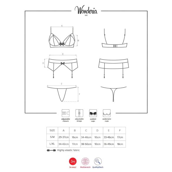 Obsessive Wonderia - alusasusetti - brodeerattu pitsi - musta