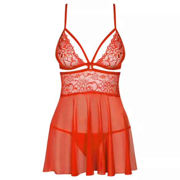 Obsessive - babydoll ja stringit - pitsi - punainen - L/XL