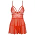 Obsessive - babydoll ja stringit - pitsi - punainen - L/XL