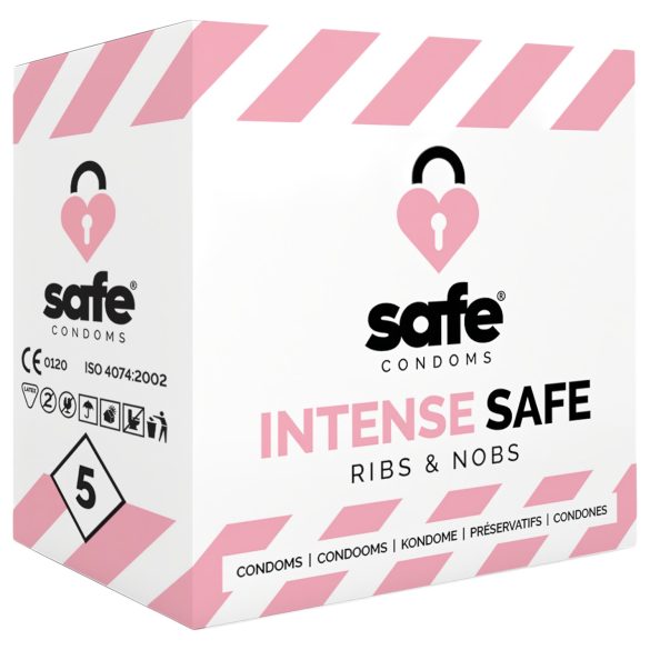 SAFE Intense Safe - uritettu ja nypytetty kondomi (5 kpl)