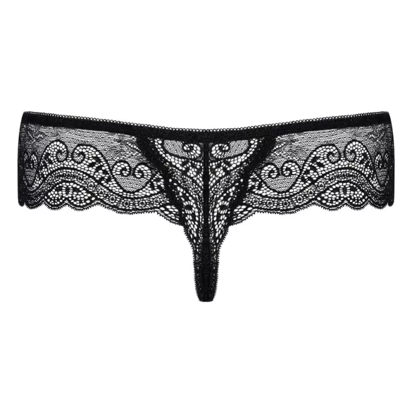 Obsessive Miamor - naisten pitsitanga kivikoristeilla - musta - L/XL