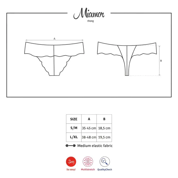 Obsessive Miamor - naisten pitsitanga kivikoristeilla - musta - L/XL