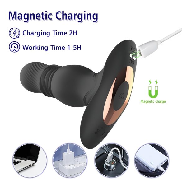 Aixiasia Roy - ladattava kaukosäädettävä lökö anaalivibraattori - musta