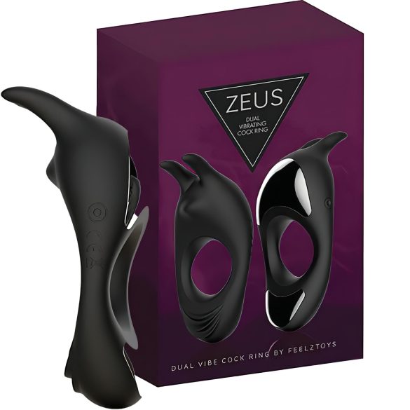 FEELZTOYS Zeus - ladattava, värisevä penisrengas (musta)