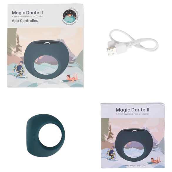 Magic Motion Dante II - älypenisrengas - ladattava vibraatio - sininen