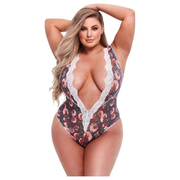 Baci Plus Size - kukallinen pitsibody