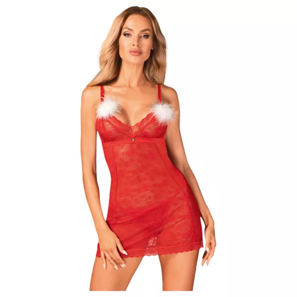 Obsessive Claussica - babydoll & stringit (punainen)